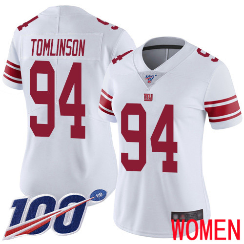 Women New York Giants 94 Dalvin Tomlinson White Vapor Untouchable Limited Player 100th Season Football NFL Jersey